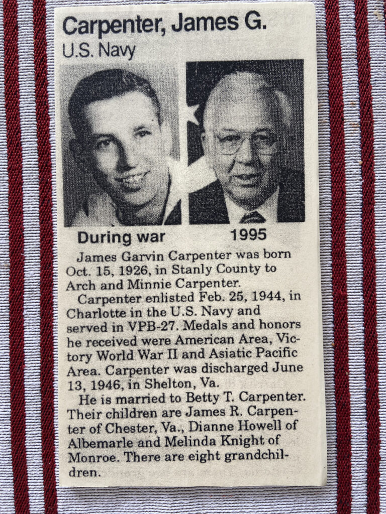 IN REMEMBRANCE Son, nephew pays tribute to his Stanly County ‘band of